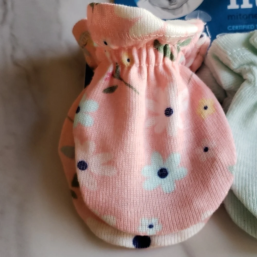 Gerber Baby Girls' 3pk Fox Mittens - Light Blue/Yellow/Orange Size 0-3 Months